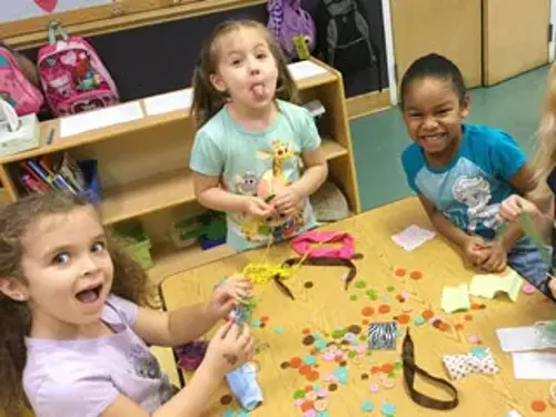 children making open-ended art projects together at the sunshine house early learning academy